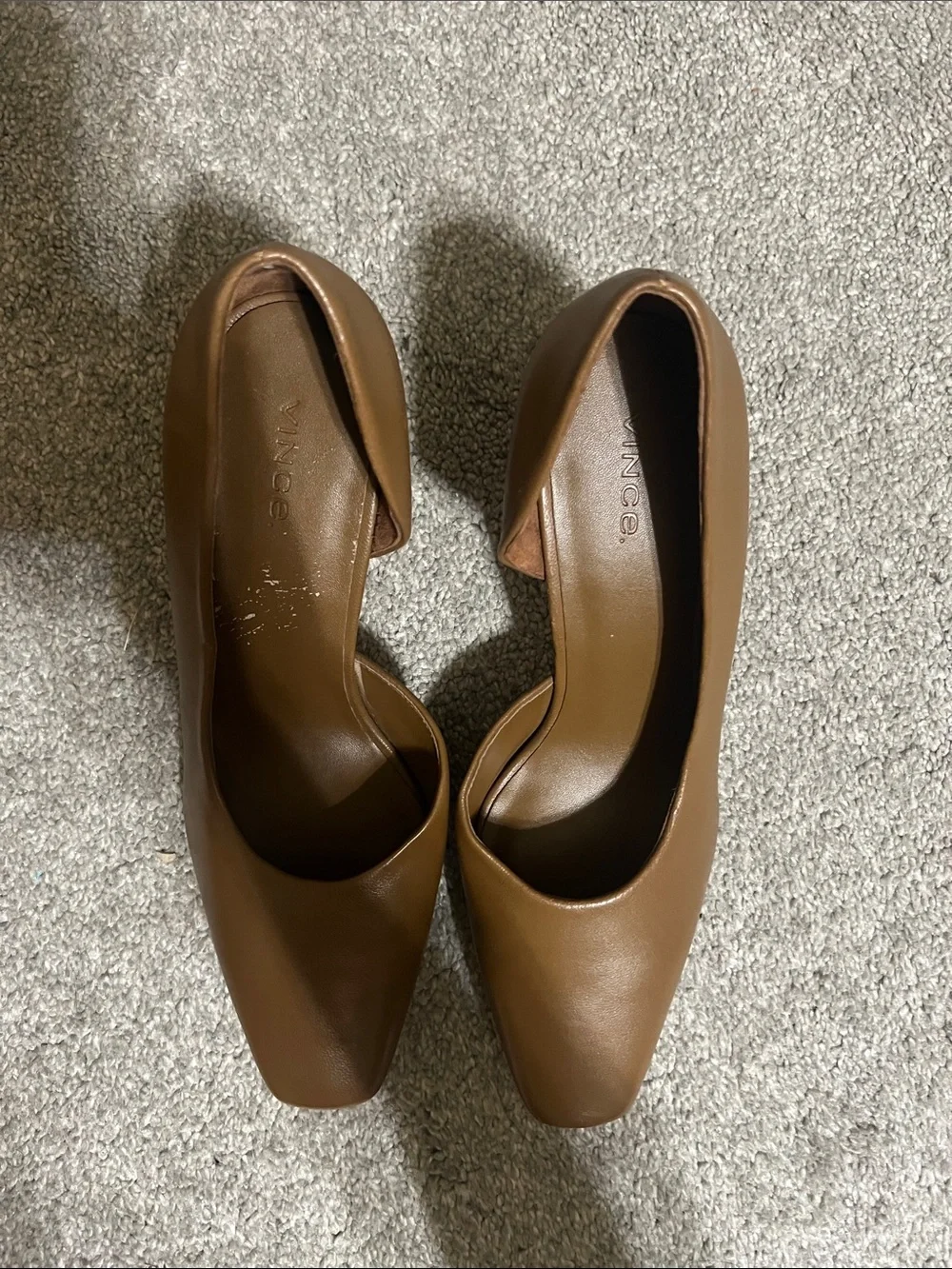 Vince Cognac Leather D’Orsay Kitten Heel Pumps Size 7